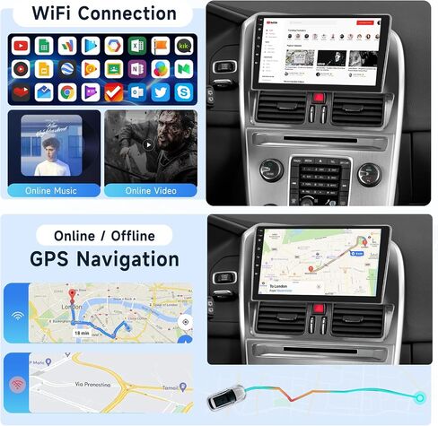 [2G+64G] Car Radio for Volvo XC60 2008-2013 with Wireless CarPlay/Android Auto, 9 inch Android 13 Touch Screen Stereo, GPS Navi/WiFi/Bluetooth/Mirror Link/SWC + HD Backup Camera in Saudi Arabia