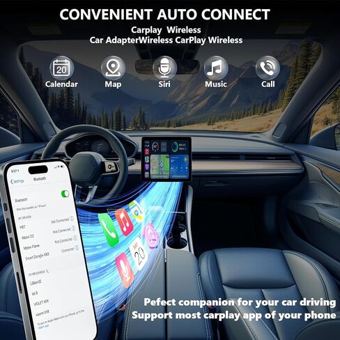 Wireless Apple Carplay Adapter, Upgrade Converts Factory Wired to Wireless Carplay Adapter for iPhone, Plug & Play Stable Connection for Apple iOS 10+ Keep Original Control, Fits for 800+ Cars in Saudi Arabia