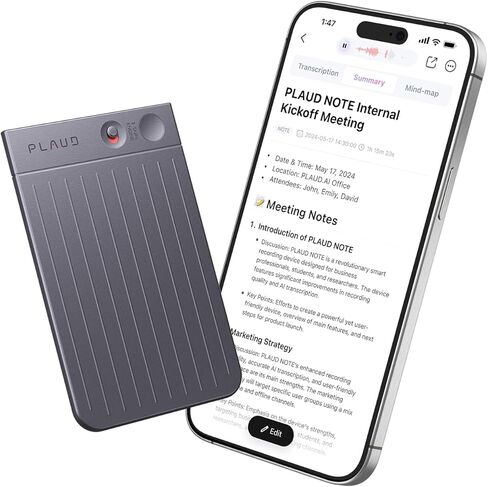 PLAUD Note مسجل صوت AI، مسجل صوت رقمي مع حافظة، التحكم في التطبيق، نسخ وتلخيص ChatGPT، 57 لغة، مسجل صوت 64 جيجابايت للمحاضرات والاجتماعات والمكالمات in Kuwait