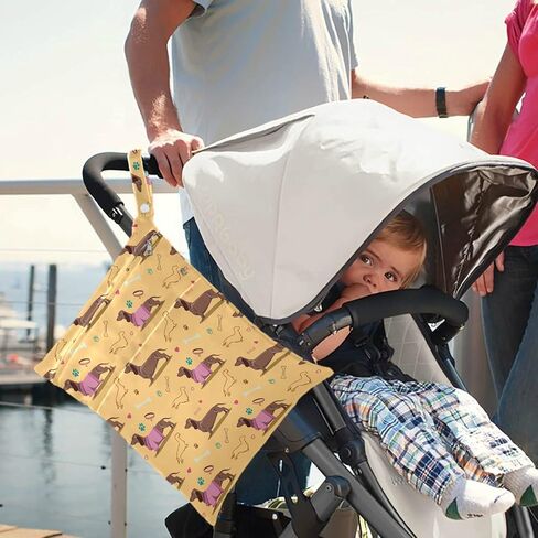 visesunny Yellow Banana 2Pcs Wet Bag with Zippered Pockets Washable Reusable Roomy for Travel,Beach,Pool,Daycare,Stroller,Diapers,Dirty Gym Clothes, Wet Swimsuits, Toiletries in Saudi Arabia