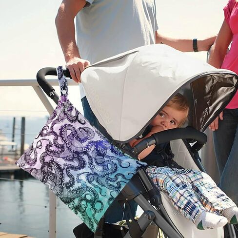 visesunny Corgi Dog Seamless Blue Pattern 2Pcs Wet Bag with Zippered Pockets Washable Reusable Roomy for Travel,Beach,Pool,Daycare,Stroller,Diapers,Dirty Gym Clothes, Wet Swimsuits, Toiletries in Saudi Arabia