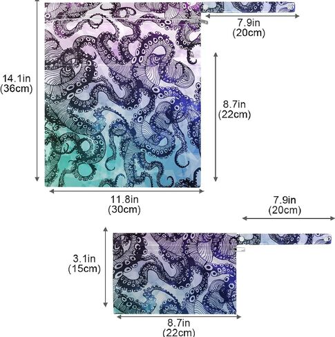 visesunny Corgi Dog Seamless Blue Pattern 2Pcs Wet Bag with Zippered Pockets Washable Reusable Roomy for Travel,Beach,Pool,Daycare,Stroller,Diapers,Dirty Gym Clothes, Wet Swimsuits, Toiletries in Saudi Arabia