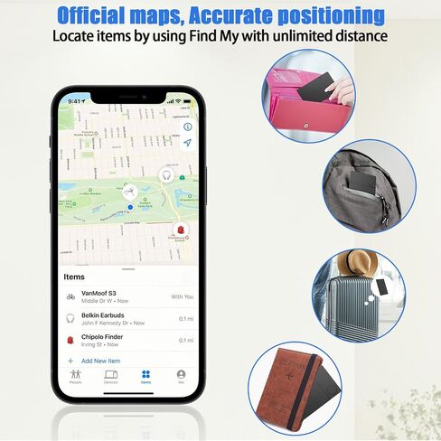 محدد موقع بطاقة تعقب المحفظة لبطاقات الأمتعة الخاصة بمحفظة جواز السفر والمزيد من العمل مع Find My Tracker رفيع مقاوم للماء مع بطارية مدمجة لمدة عامين in Kuwait