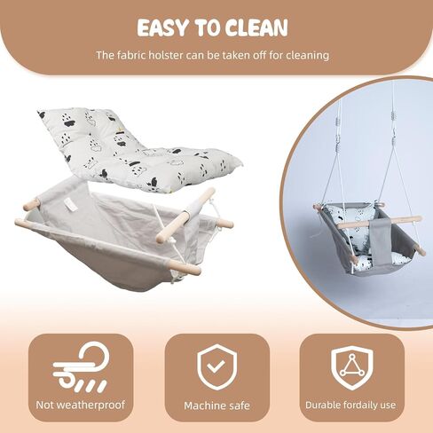 XJD Baby Swing Outdoor and Indoor, Canvas Hammock Swing for Baby, Baby Swing with a Comfortable Seat, Adjustable 5-Point Safety Belt, 3 Modes,present for Baby Boys Girls, Light Grey (Light Gray) in Saudi Arabia