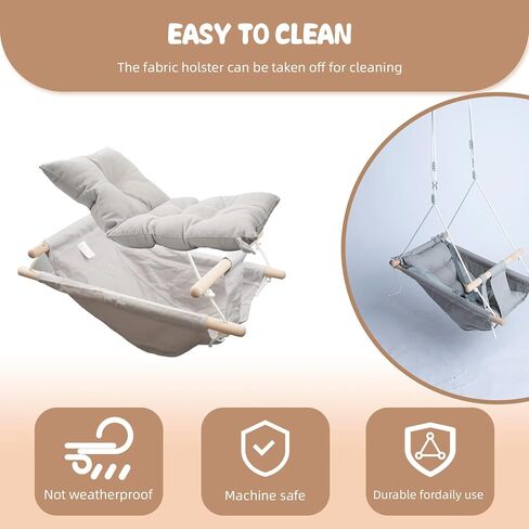 XJD Baby Swing Outdoor and Indoor, Canvas Hammock Swing for Baby, Baby Swing with a Comfortable Seat, Adjustable 5-Point Safety Belt, 3 Modes,present for Baby Boys Girls, Light Grey (Light Gray) in Kuwait