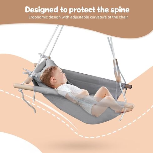 XJD Baby Swing Outdoor and Indoor, Canvas Hammock Swing for Baby, Baby Swing with a Comfortable Seat, Adjustable 5-Point Safety Belt, 3 Modes,present for Baby Boys Girls, Light Grey (Light Gray) in Kuwait