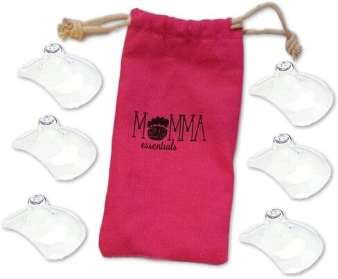 Premium Nipple Shield, Set of 6 with Hot Pink Soft Cotton Reusable Drawstring Bag - Non-Toxic, BPA and BPS Free in Saudi Arabia