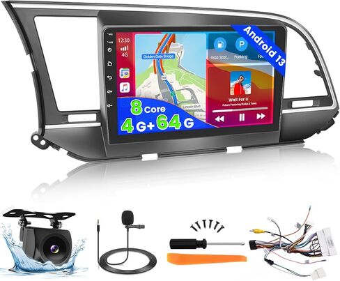 4G+64G Android 13 Car Stereo for 2016-2018 Hyundai Elantra Radio, 9 Inch IPS Touch Screen Radio with Wireless Apple Carplay Android Auto, Bluetooth GPS WiFi 32EQ DSP FM RDS SWC+Mic, AHD Backup Cam in Saudi Arabia