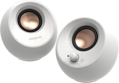 Creative Pebble V3 Minimalistic 2.0 USB-C Desktop Speakers with USB Audio, Clear Dialog Enhancement, Bluetooth 5.0, 8W RMS with 16W Peak Power, USB-A Converter Included (White) (Renewed) in Saudi Arabia