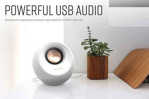 Creative Pebble V3 Minimalistic 2.0 USB-C Desktop Speakers with USB Audio, Clear Dialog Enhancement, Bluetooth 5.0, 8W RMS with 16W Peak Power, USB-A Converter Included (White) (Renewed) in Saudi Arabia
