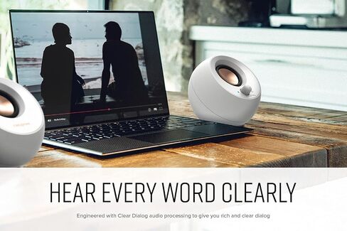 Creative Pebble V3 Minimalistic 2.0 USB-C Desktop Speakers with USB Audio, Clear Dialog Enhancement, Bluetooth 5.0, 8W RMS with 16W Peak Power, USB-A Converter Included (White) (Renewed) in Saudi Arabia