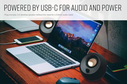 Creative Pebble V3 Minimalistic 2.0 USB-C Desktop Speakers with USB Audio, Clear Dialog Enhancement, Bluetooth 5.0, 8W RMS with 16W Peak Power, USB-A Converter Included (White) (Renewed) in Saudi Arabia