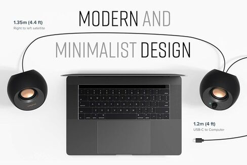 Creative Pebble V3 Minimalistic 2.0 USB-C Desktop Speakers with USB Audio, Clear Dialog Enhancement, Bluetooth 5.0, 8W RMS with 16W Peak Power, USB-A Converter Included (White) (Renewed) in Saudi Arabia