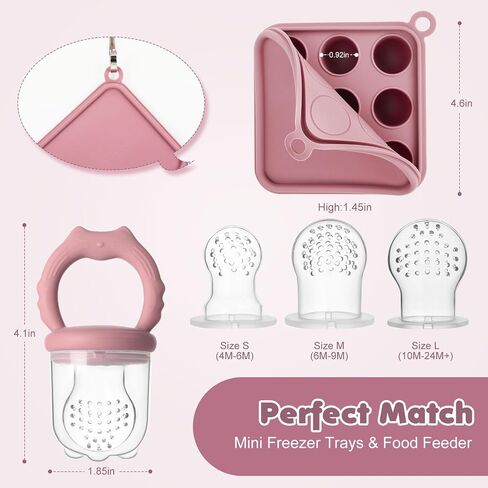 Baby Fruit Food Feeder Breastmilk Popsicle Molds, Silicone Baby Food Freezer Tray for Cooling Teething Relief, Baby Food Feeder for Safe Infant Self Feeding, Includes 3 Extra Food Pacifier in Saudi Arabia