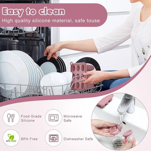 Baby Fruit Food Feeder Breastmilk Popsicle Molds, Silicone Baby Food Freezer Tray for Cooling Teething Relief, Baby Food Feeder for Safe Infant Self Feeding, Includes 3 Extra Food Pacifier in Saudi Arabia