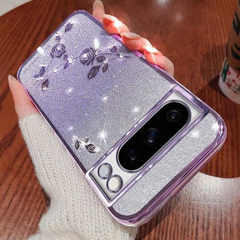 for Google Pixel 8A Case for Women Girls,Bling Glitter Gradient Soft TPU Bumper,Google Pixel 8a Phone Case Plating Sparkle Pretty Aesthetic Flower Design Girly Cover for Pixel 8A Blue in Saudi Arabia