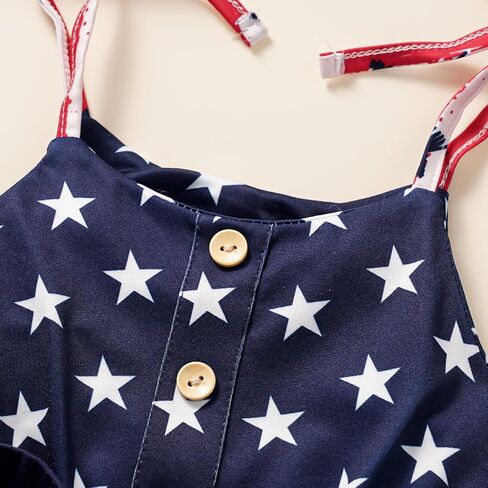 Toddler Baby Girls 4th of July Clothes Straps Stars Striped Romper Jumpsuit American Flag Outfit in Saudi Arabia