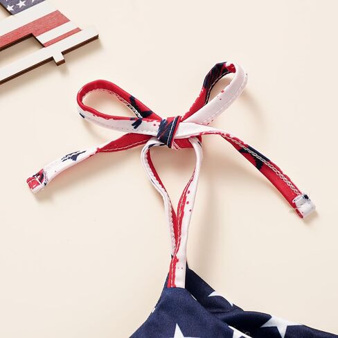Toddler Baby Girls 4th of July Clothes Straps Stars Striped Romper Jumpsuit American Flag Outfit in Saudi Arabia