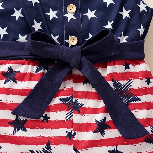 Toddler Baby Girls 4th of July Clothes Straps Stars Striped Romper Jumpsuit American Flag Outfit in Saudi Arabia