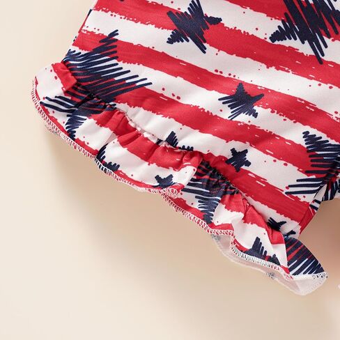 Toddler Baby Girls 4th of July Clothes Straps Stars Striped Romper Jumpsuit American Flag Outfit in Saudi Arabia