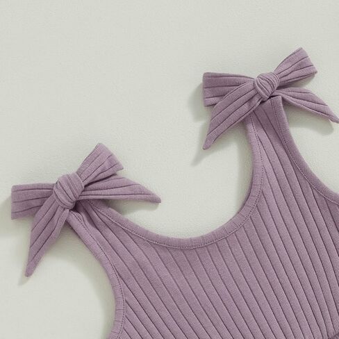 TheFound Baby Girl Summer Outfit Strap Bowknot Ribbed Romper Infant Newborn Baby Jumpsuit Toddler Girl Rompers Outfit in Saudi Arabia