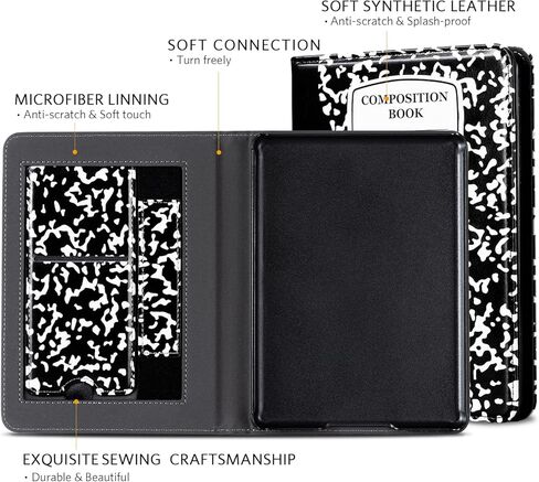 CoBak Case with Stand for Kindle Paperwhite - Durable PU Leather Cover with Auto Sleep Wake, Card Slot, Hand Strap Feature - Fits Kindle Paperwhite 11th Generation 6.8" Signature Edition 2021 Released in Saudi Arabia