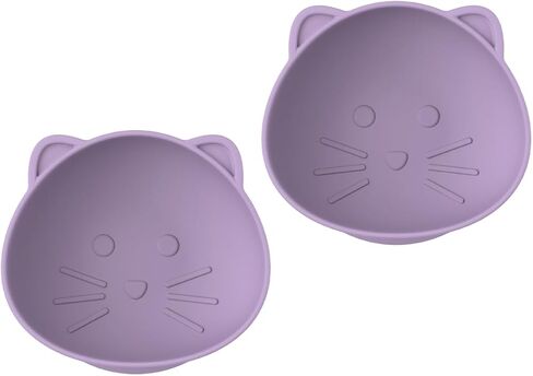 melii Silicone Suction Bowls for Babies and Toddlers, Cat, 10.1 oz - 2 Pack, 100% Food Grade Silicone, Animal Shaped, BPA Free, Dishwasher & Microwave Safe in Saudi Arabia