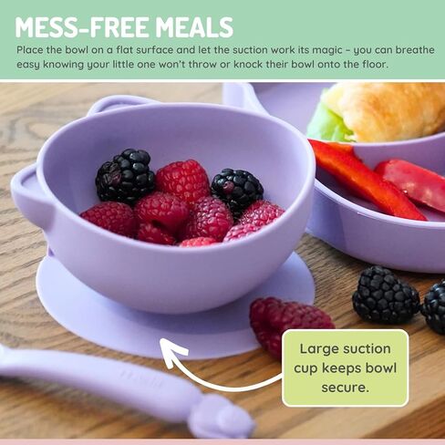 melii Silicone Suction Bowls for Babies and Toddlers, Cat, 10.1 oz - 2 Pack, 100% Food Grade Silicone, Animal Shaped, BPA Free, Dishwasher & Microwave Safe in Saudi Arabia