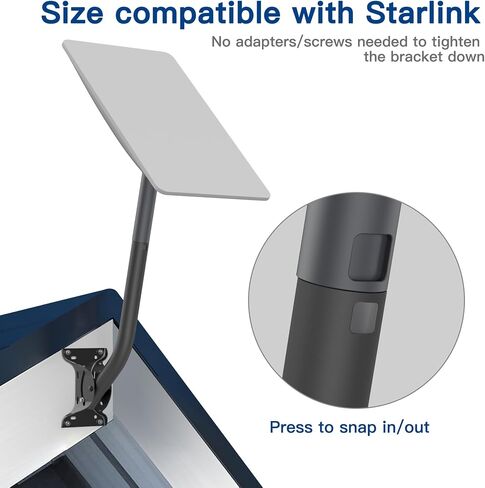 طقم تركيب Starlink Mount قابل للتعديل لـ Starlink Gen 2 طويل الجدار مثبت على السقف متوافق مع V2 Starlink Internet Kit القمر الصناعي (يشمل مفتاح الربط ومسمار التوسيع) in Kuwait