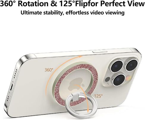 Magnetic Phone Ring Holder for MagSafe pop Socket,【360° Rotation】 Phone Ring Mag-Safe Accessories with for iPhone 15/14/13/12 Series/Samsung/Google,Pop Socket for iPhone(Glitter Silver) in Saudi Arabia