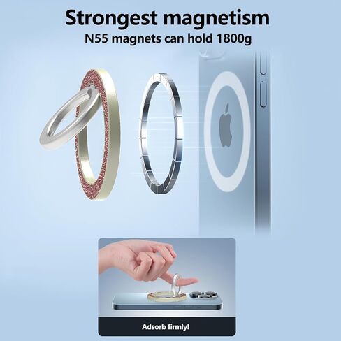 Magnetic Phone Ring Holder for MagSafe pop Socket,【360° Rotation】 Phone Ring Mag-Safe Accessories with for iPhone 15/14/13/12 Series/Samsung/Google,Pop Socket for iPhone(Glitter Silver) in Saudi Arabia