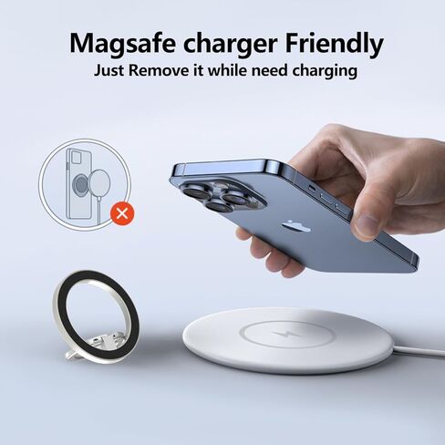 حامل حلقة هاتف مغناطيسي لمقبس MagSafe pop، 【دوران 360 درجة 】 ملحقات Mag-Safe لحلقة الهاتف مع سلسلة iPhone 15/14/13/12/Samsung/Google، مقبس Pop لهاتف iPhone (فضي لامع) in Kuwait