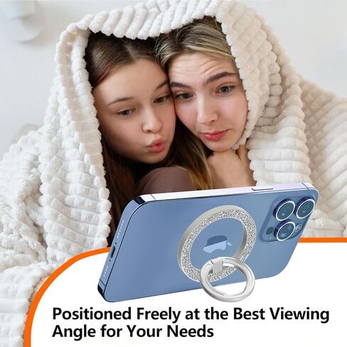 حامل حلقة هاتف مغناطيسي لمقبس MagSafe pop، 【دوران 360 درجة 】 ملحقات Mag-Safe لحلقة الهاتف مع سلسلة iPhone 15/14/13/12/Samsung/Google، مقبس Pop لهاتف iPhone (فضي لامع) in Kuwait
