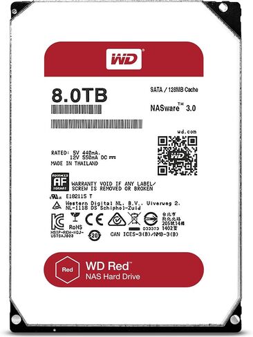 محرك الأقراص الصلبة WD Red 8 تيرابايت NAS - 5400 دورة في الدقيقة فئة SATA 6 جيجابايت/ثانية وذاكرة تخزين مؤقت 128 ميجابايت 3.5 بوصة - WD80EFZX in Saudi Arabia