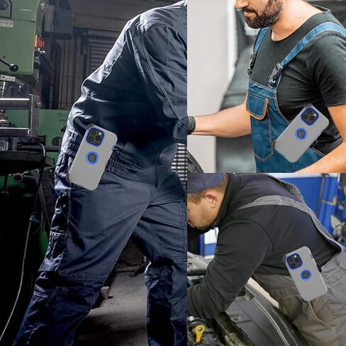 for iPhone 15 Pro Max Phone Case: Heavy Duty Shockproof Armor Protector Case Cover with Belt Clip Holster for Apple iPhone 15 Pro Max 6.7 Phone Case (Gray+Blue) in Saudi Arabia