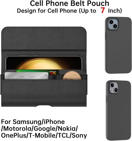 Cell Phone Belt Holder for Men, Leather Cell Phone Holster for Samsung Galaxy A35 A25 A15 A14 A13 S24 Ultra S23 Plus iPhone Phone Case Belt Holster, Wallet Flip Phone Pouch Holder with Belt Clip Loop in Saudi Arabia