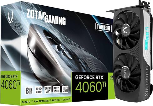 ZOTAC Gaming GeForce RTX 4060 Ti 8GB Twin Edge DLSS 3 8GB GDDR6 128 بت 18 جيجابت في الثانية PCIE 4.0 بطاقة رسومات مدمجة للألعاب، IceStorm 2.0 تبريد متقدم، إضاءة Spectra RGB، ZT-D40610E-10M in Kuwait