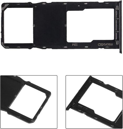 Single SIM Card Tray & Micro SD Card Holder Slot Replacement for Samsung Galaxy A21 A215U 6.5" with Waterproof Gasket+Eject Pin (Black) in Saudi Arabia