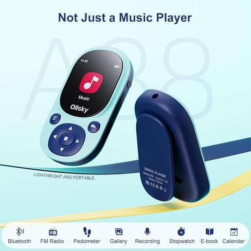 64GB MP3 Player with Bluetooth 5.0, Portable Hi-Fi Music Player with Clip, Ultra-Lightweight Sports Running Pedometer MP3 Player with Wired Headphone, FM Radio, Micro SD Card Expandable up to 128GB… in Saudi Arabia