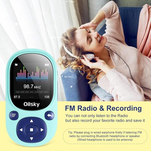 64GB MP3 Player with Bluetooth 5.0, Portable Hi-Fi Music Player with Clip, Ultra-Lightweight Sports Running Pedometer MP3 Player with Wired Headphone, FM Radio, Micro SD Card Expandable up to 128GB… in Saudi Arabia