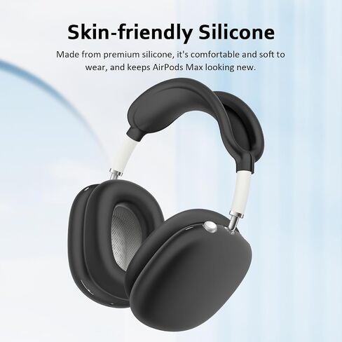 غطاء حافظة من السيليكون لسماعات AirPods Max، أغطية أكواب الأذن Airpods Max / غطاء وسادة الأذن / غطاء عصابة الرأس / وسادة عصابة الرأس Max، ملحقات 4 في 1 لـ Apple AirPods Max (أسود) in Kuwait