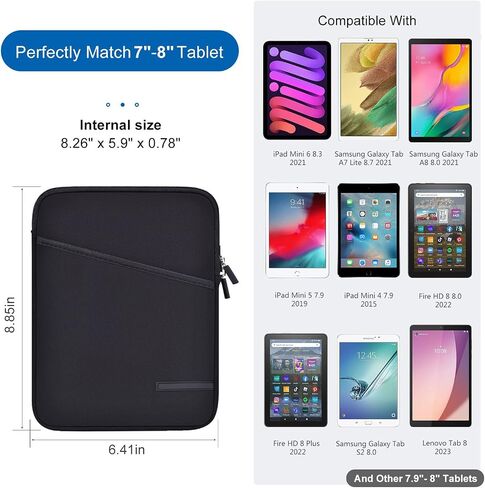 6-7 inch Ereader Carrying Case, Shockproof Padded Protective Sleeve for 6.8-in Kindle Paperwhite(11th Gen), 6" All-New Kindle 2022, Fire 7 Tablet 7", Kobo Clara 2E eReader 6 inch Bag -Black in Saudi Arabia