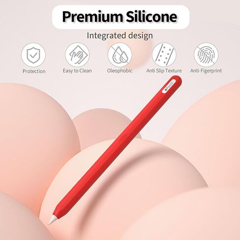 Silicone Cover for Apple Pencil 2nd generation & Apple Pencil Pro 2024 Case Sleeve Soft Thin Apple Pencil Grip Accessories (Red) in Saudi Arabia