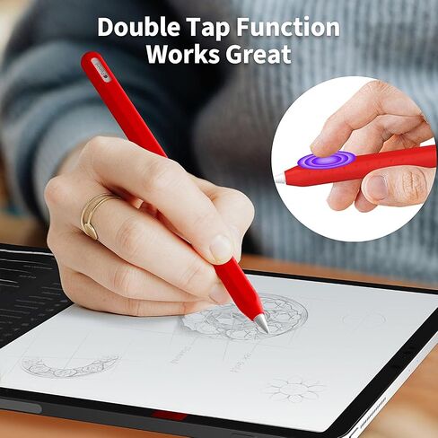 Silicone Cover for Apple Pencil 2nd generation & Apple Pencil Pro 2024 Case Sleeve Soft Thin Apple Pencil Grip Accessories (Red) in Saudi Arabia