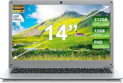 jumper Laptop, 12GB LPDDR4 RAM 512GB SSD, 14 Inch Full HD IPS Screen, 4-Core Processor, Laptops Computer with UHD Graphics 600, Dual Stereo Speakers, Long Battery Life, Type-C, 5G WiFi. in Saudi Arabia