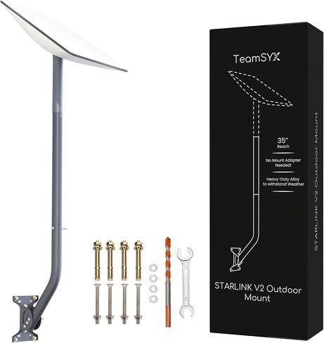 35 inch Starlink Mount for Starlink V2 - Heavy Duty Alloy Weather-Resistant J-Mount Design with Extendable Pole for Adjustable Length - Easy Installation for Optimal Satellite Signal Reception in Saudi Arabia