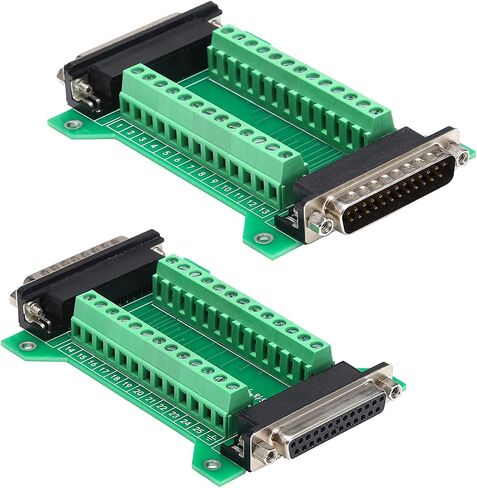 2Pcs DB25 Male to Female Terminal Breakout Board, RS232 D-SUB Serial to 25pin Port Terminal Block Gender Changer Connector in Saudi Arabia