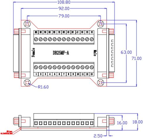 2Pcs DB25 Male to Female Terminal Breakout Board, RS232 D-SUB Serial to 25pin Port Terminal Block Gender Changer Connector in Saudi Arabia