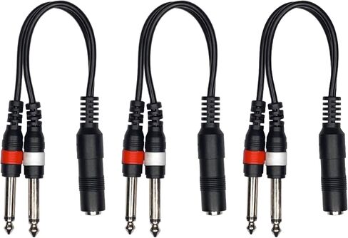 1/4 Inch Stereo TRS Female to 2 X 1/4 Inch Male Mono Y Splitter Break-Out Cable (3) in Saudi Arabia