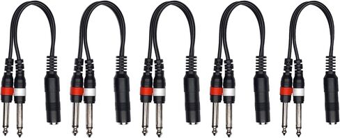 1/4 Inch Stereo TRS Female to 2 X 1/4 Inch Male Mono Y Splitter Break-Out Cable (3) in Saudi Arabia